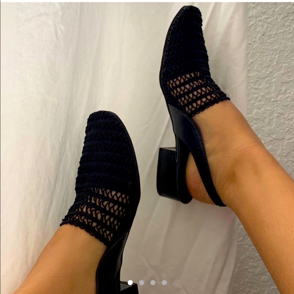 Black Woven Slingback Mules 8.5
